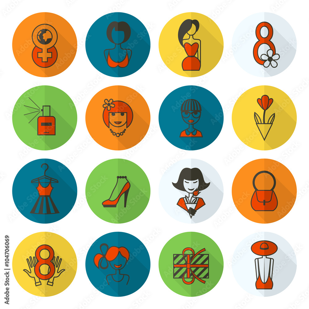 Womans Day Icon Set Womans Day Icon Set