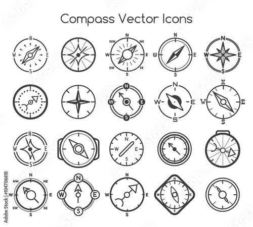 Compass line icons