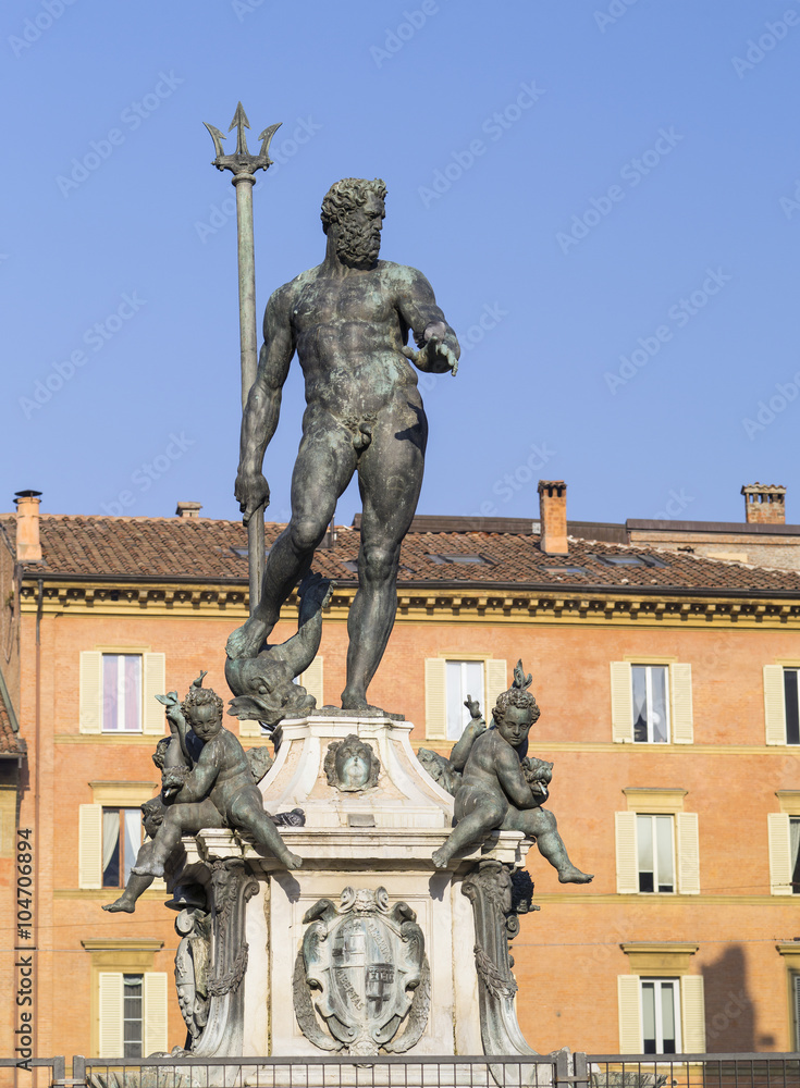 Sculpture of Neptune with spear  in Bologna in Italy