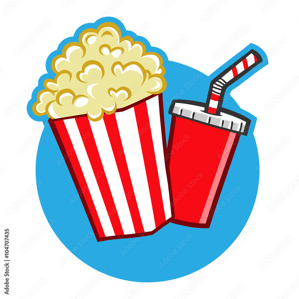 palomitas y refresco vector de Stock Adobe Stock