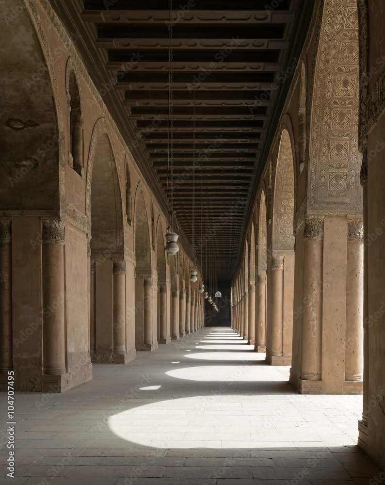One of the passages surrounding  the courtyard of the Mosque of