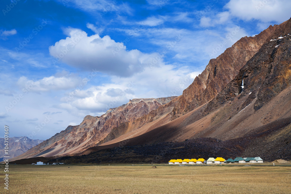 Sarchu camping tents at the Leh - Manali Highway