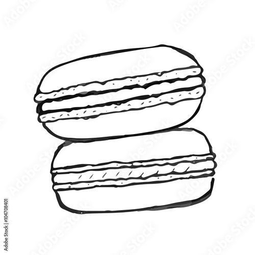 Macaron doodle, set of vector hand drawn elements