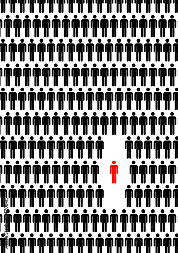 Man in crowd, concept illustration