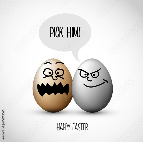 Funny easter eggs with a speech bubble