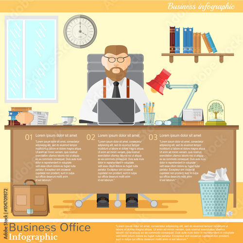 Office worker designer or freelancer for his work place with laptop