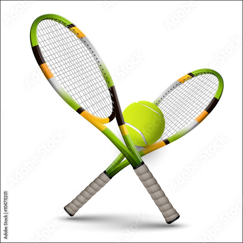 Tennis symbols rackets and ball isolated on white background