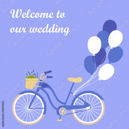 Vector illustration with bicycle and muscari 