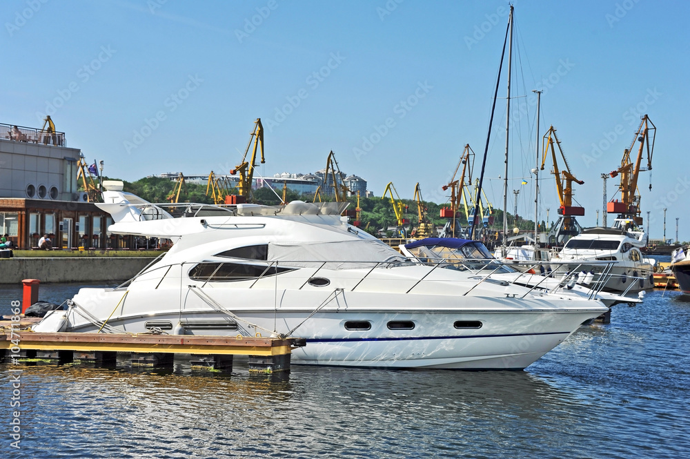 Fototapeta premium Motor yacht in jetty