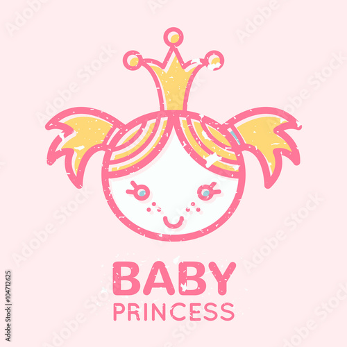 Babyish emblem with cute little girl