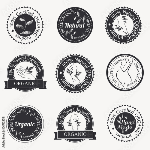 Organic cosmetics round badges