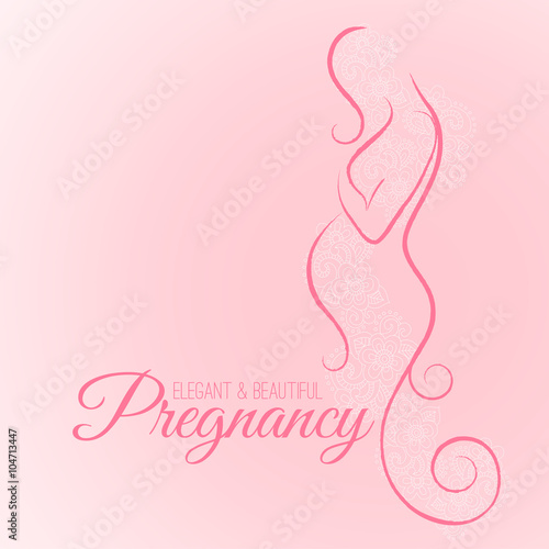 Vector outlined silhouette of expectant woman