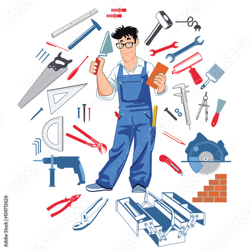 Handwerker mit Handwerkszeug