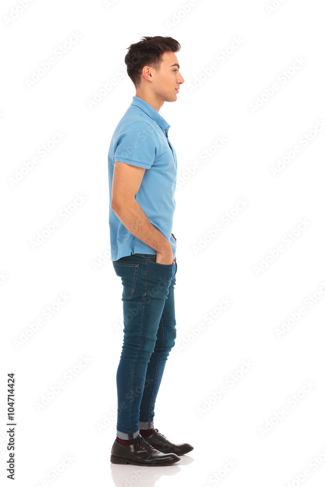 man in blue shirt looking ahead man in blue shirt looking ahead