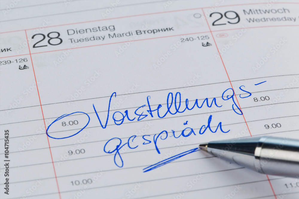 Kalendereintrag Vorstellungsgespräch Kalendereintrag Vorstellungsgespräch