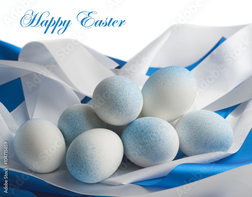 Easter eggs in blue tones