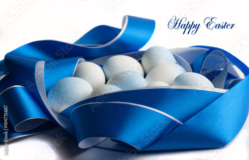 Easter eggs in blue tones