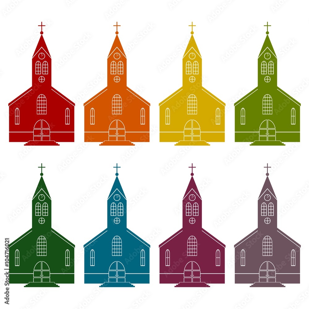 Fototapeta premium Church icons set