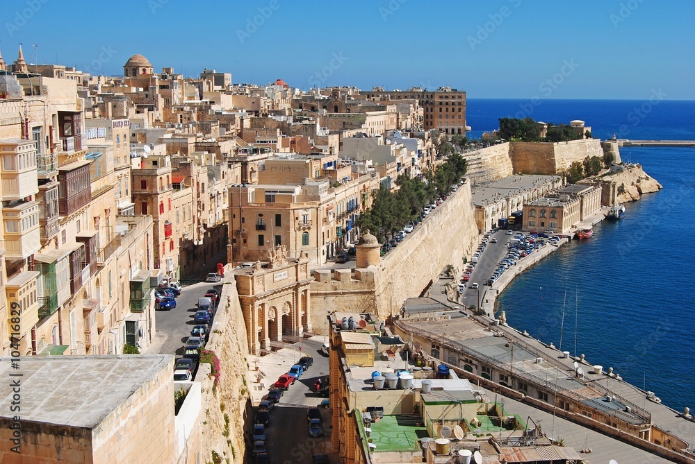 View over Valletta from the Upper Barrakka Gardens.