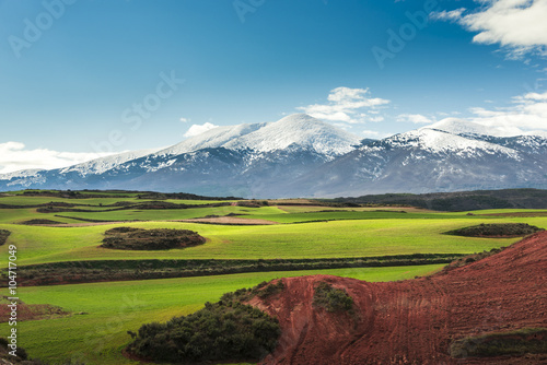 Canvas Print In the background the peak of Moncayo natural park V