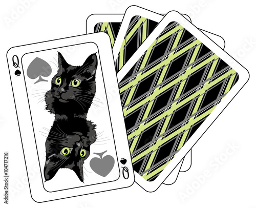 Black cat on a playing cards
