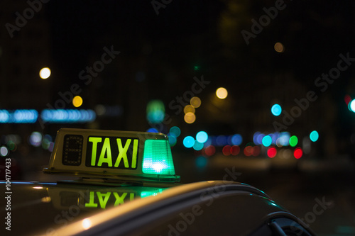 Palma of Majorca taxi illuminated letters sign at night