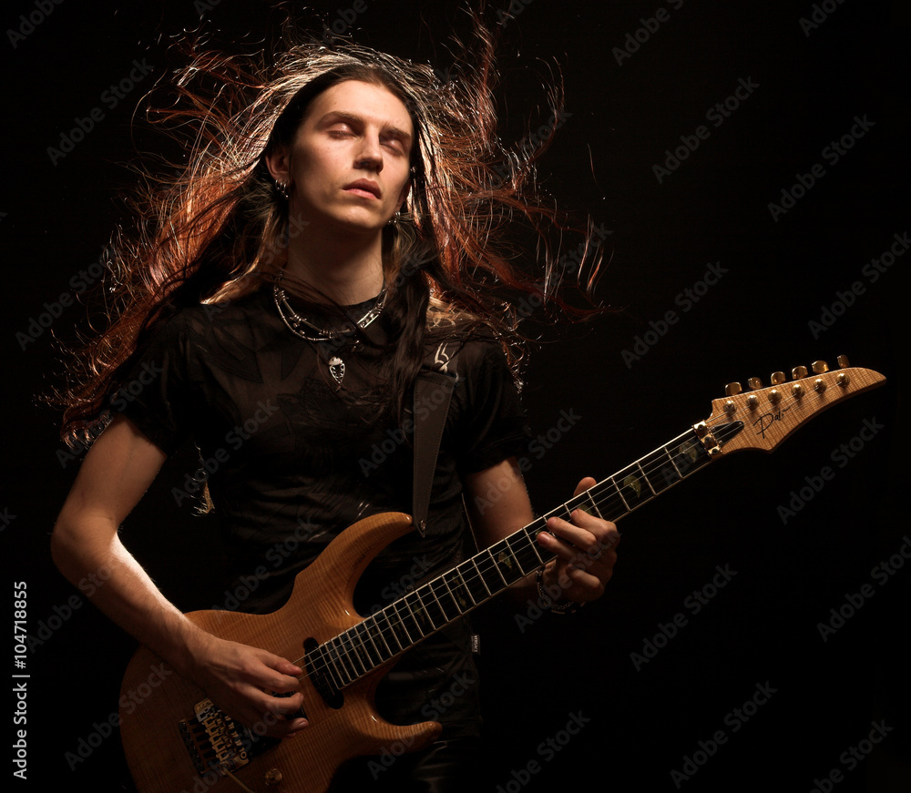 man playing electrical guitar man playing electrical guitar