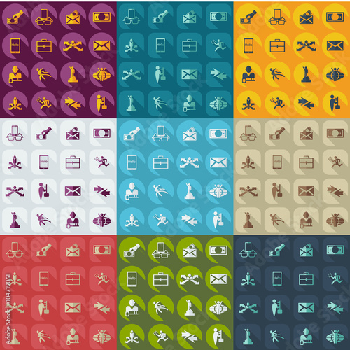 Collection set of flat icons business theme