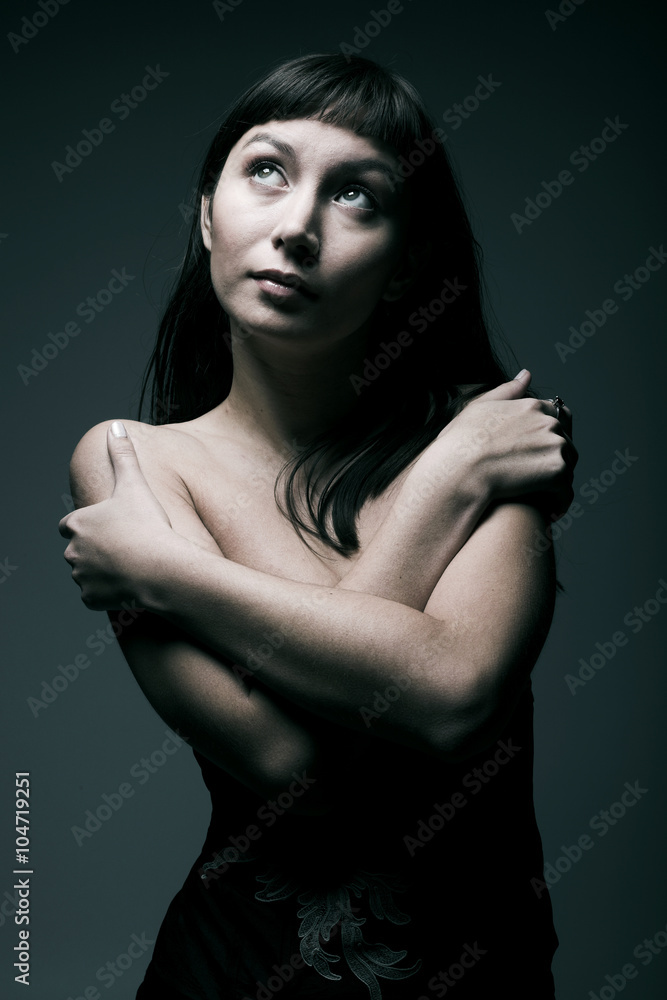 female portrait in cold tones female portrait in cold tones