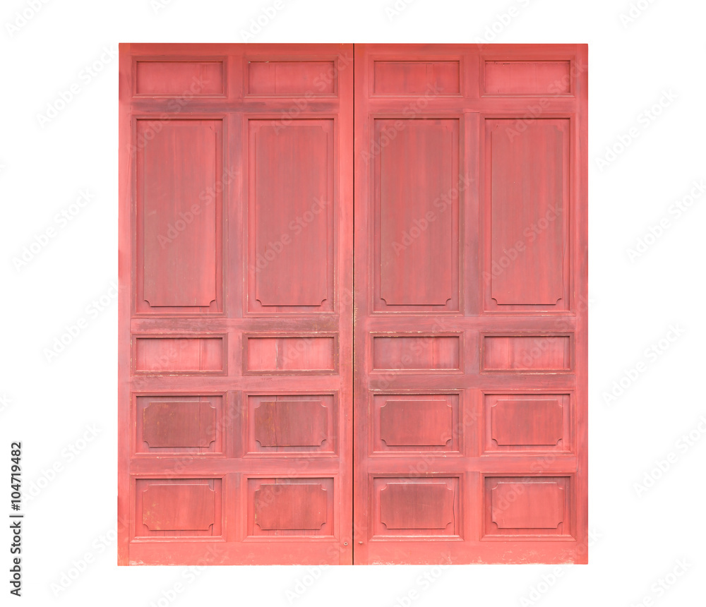 Wooden door isolated . Object with clipping path Wooden door isolated . Object with clipping path