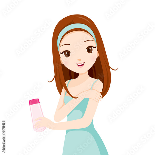 Girl Holding Beauty Packaging And Scrubbing On Skin, Facial, Beauty, Skin, Cosmetic, Makeup, Health, Lifestyle, Fashion