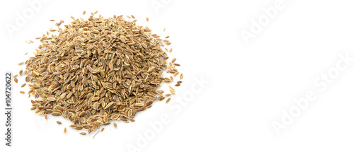 Dill herb seeds over white background