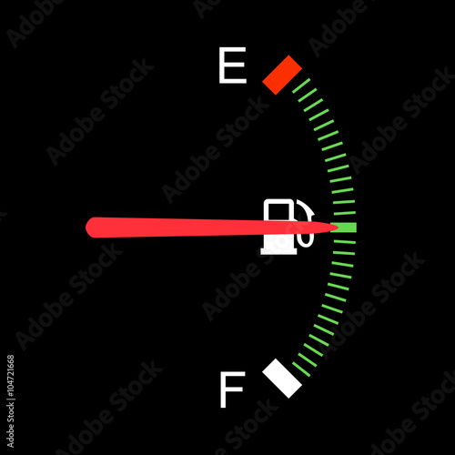 Fuel gauge shows half full 