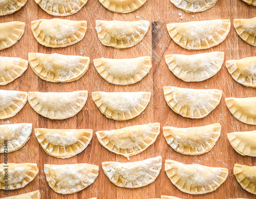 Making of homemade dumplings pastry tortellini or ravioli Making of homemade dumplings pastry tortellini or ravioli