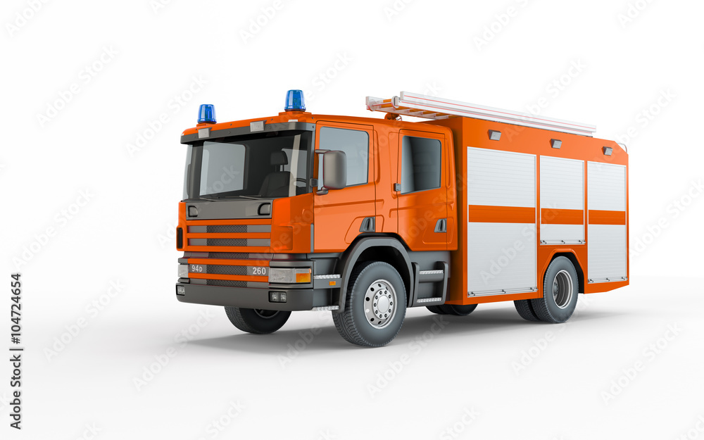 Orange Firetruck isolated on a white background Orange Firetruck isolated on a white background