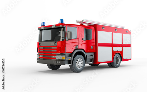 Fototapet Red Firetruck isolated on a white background