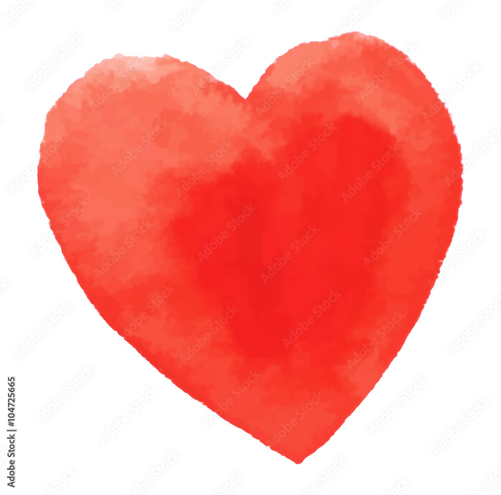 Watercolor red heart icon