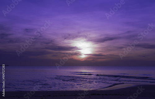 Dye Sky  water and shore in the evening paint  purple sky