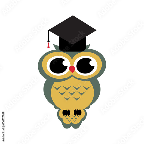 Vector owl sitting on a branch on the isolated background