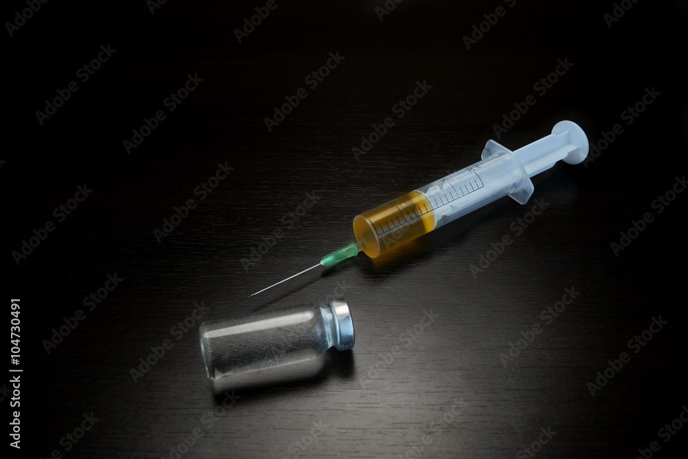 Medical Injection Syringe With Liquid And Transparent Ampule Medical Injection Syringe With Liquid And Transparent Ampule