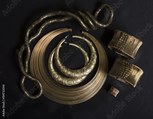 Set of Beautiful Oriental gold jewelry (Indian, Arab, African, E