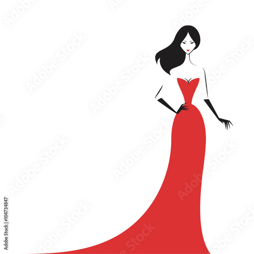 woman in the ball gown red