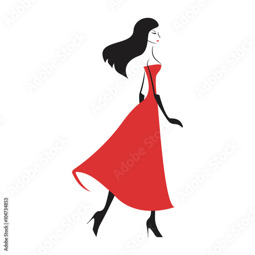 woman in the ball gown red