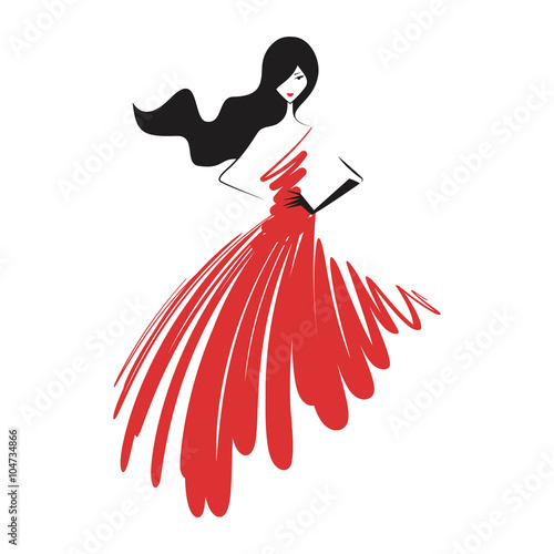woman in the ball gown red