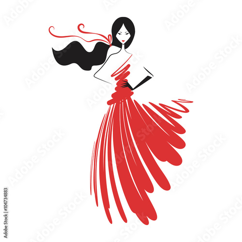 woman in the ball gown red
