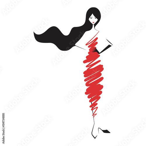 woman in the ball gown red