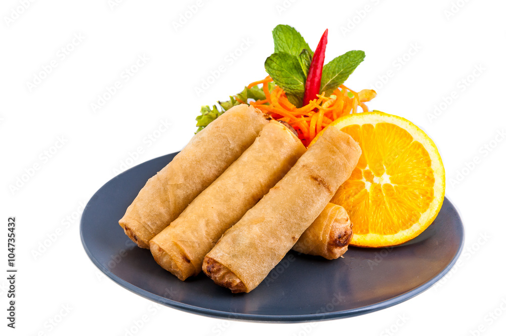 Spring Roll also known as Egg Roll on white background Spring Roll also known as Egg Roll on white background