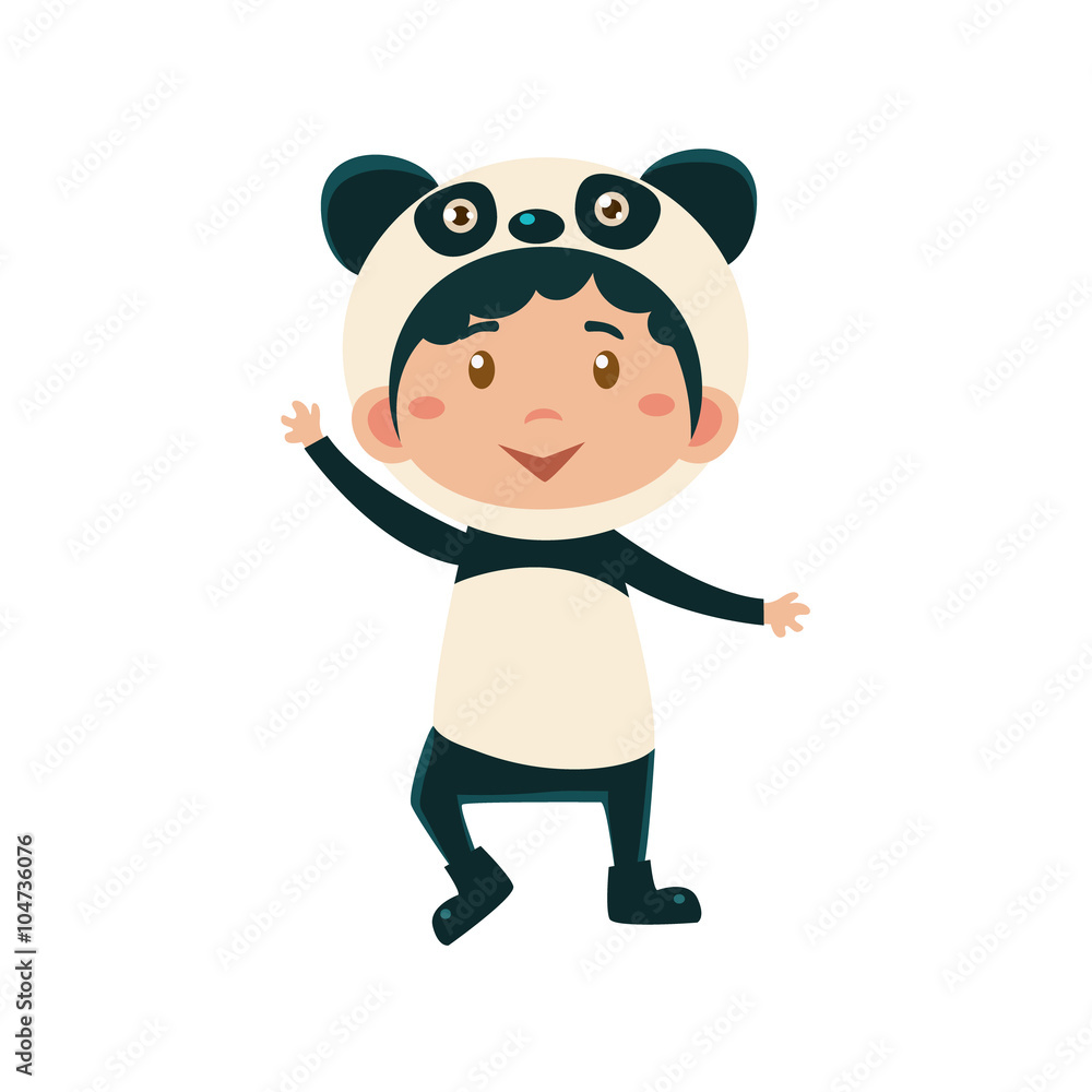 Child Wearing Costume of Panda. Vector Illustration Child Wearing Costume of Panda. Vector Illustration