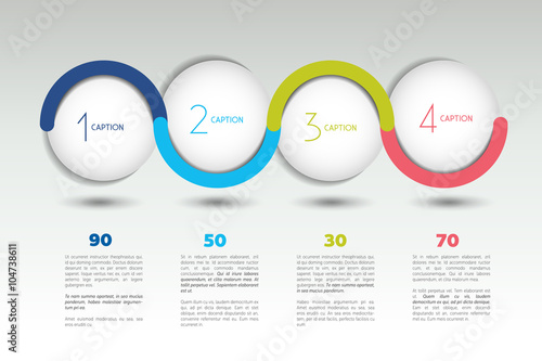 Infographic vector option banner with 4 steps. Color spheres, balls, bubbles. Infographic template.