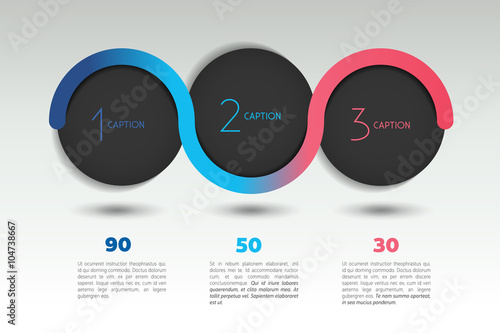 Infographic vector option banner with 3 steps. Color spheres, balls, bubbles. Infographic template.